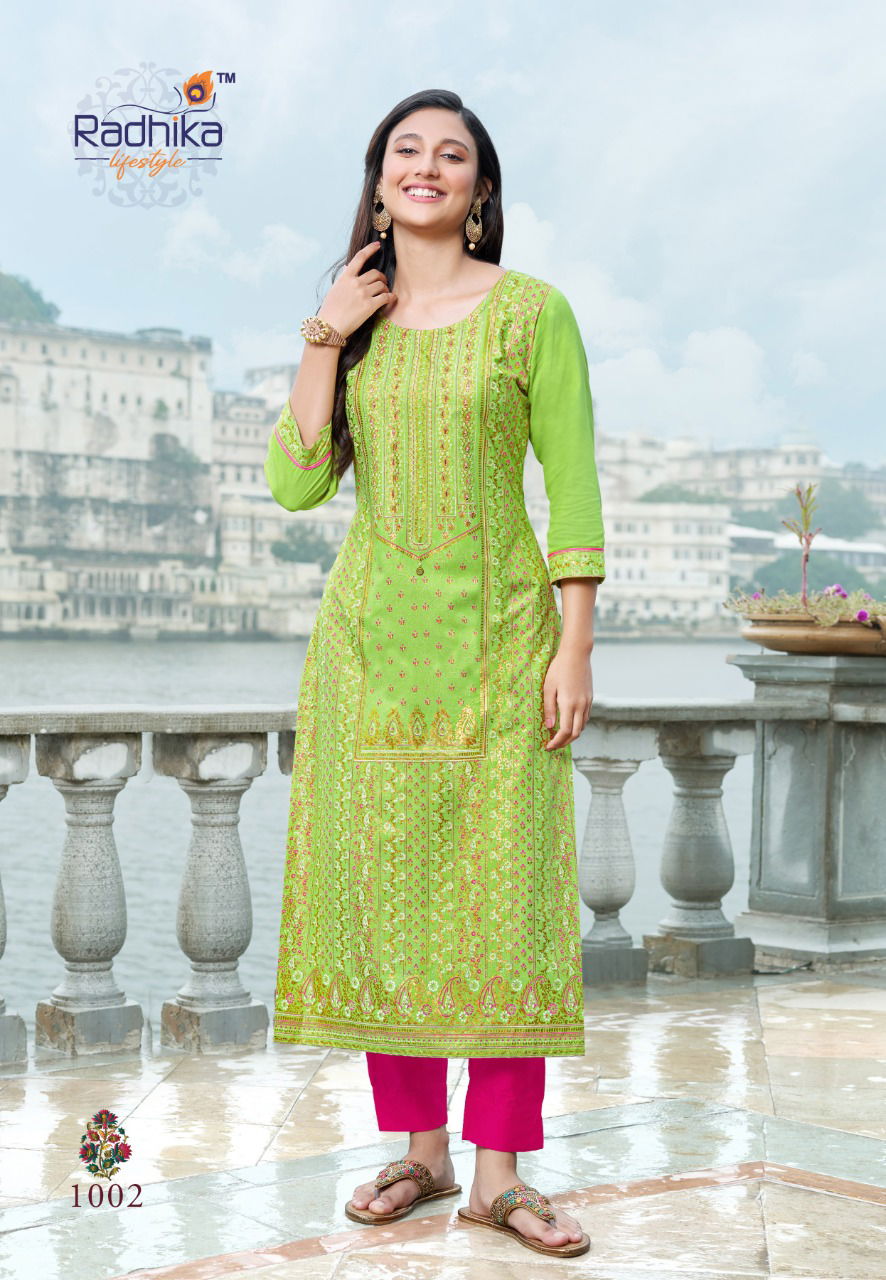Radhika Flamingo 1 Wholesale Kurti With Pant Collection
